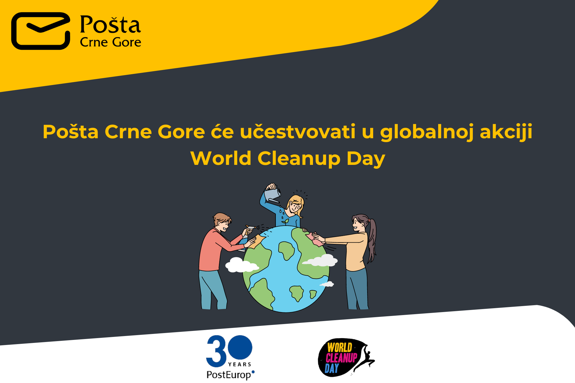 Pošta Crne Gore biće dio globalne akcije World Cleanup Day
